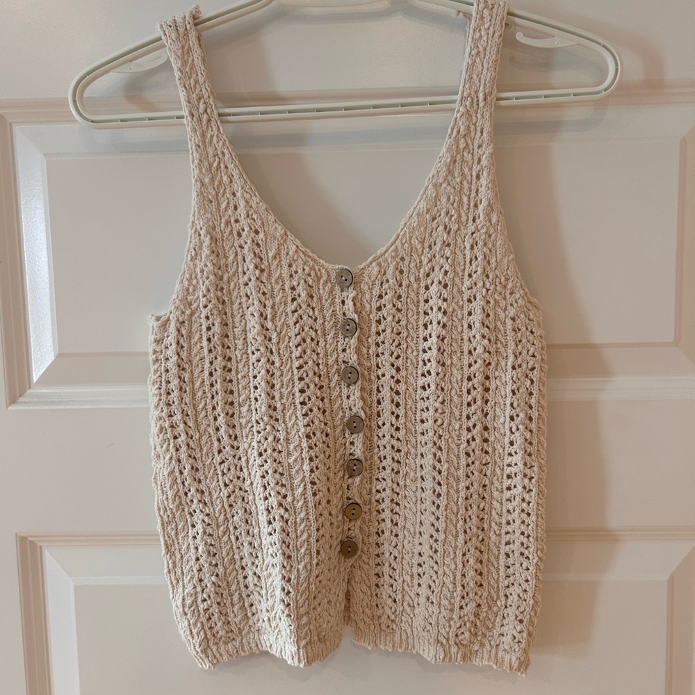 Blu Pepper Knit Button-Down Tank Top